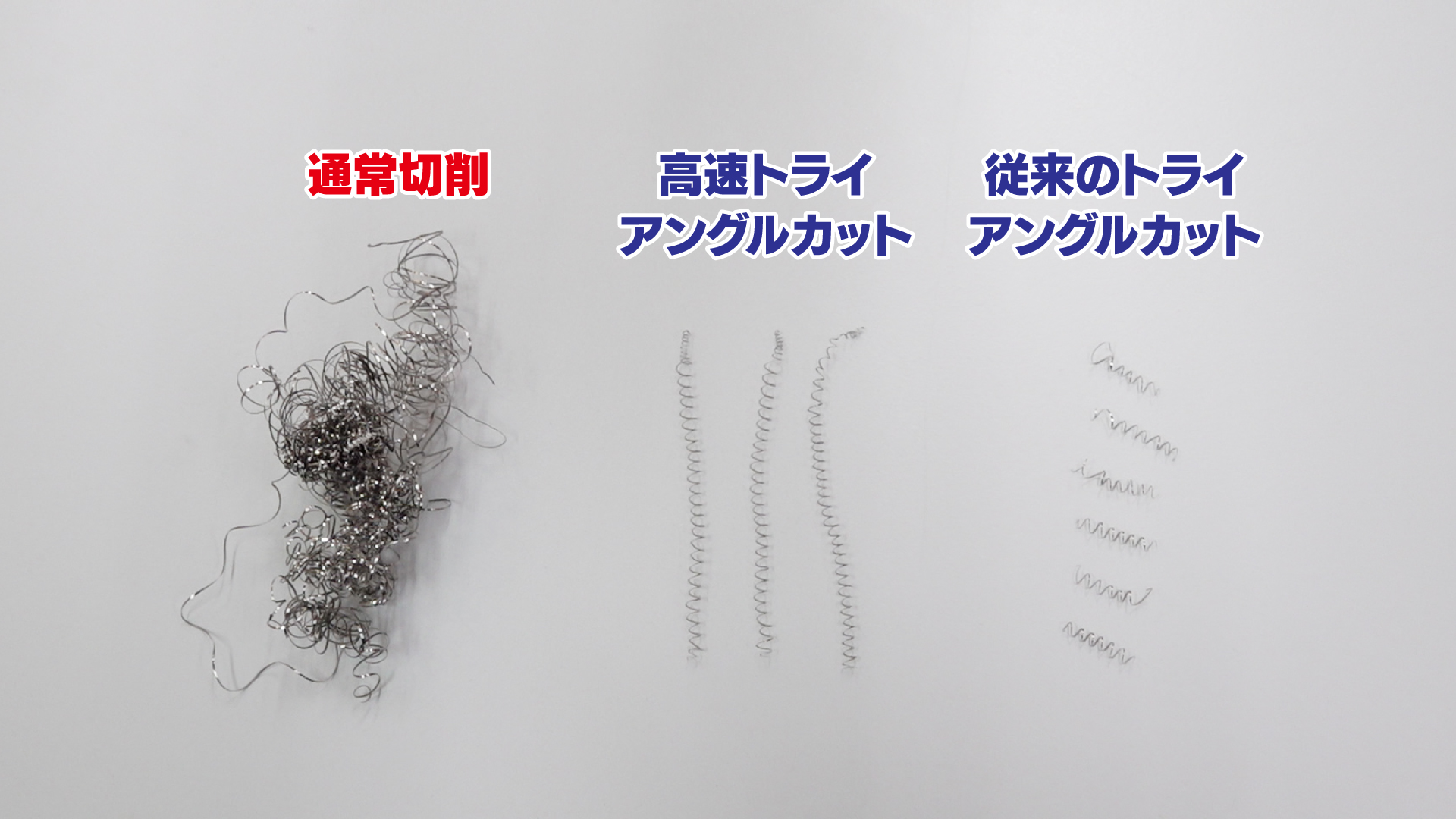高速トライアングルカット 切粉の状態比較